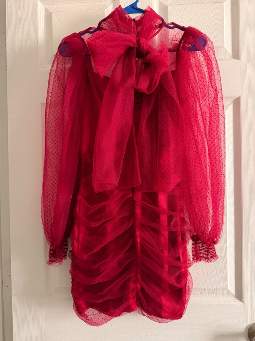 Zara Girls' Burgundy Tulle Bow-front Party Dress